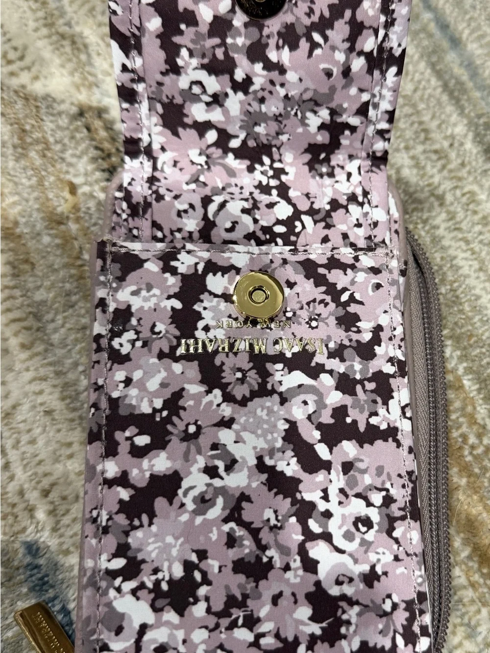 Isaac Mizrahi Floral Cosmetic Pouch in Mauve, Plum & White